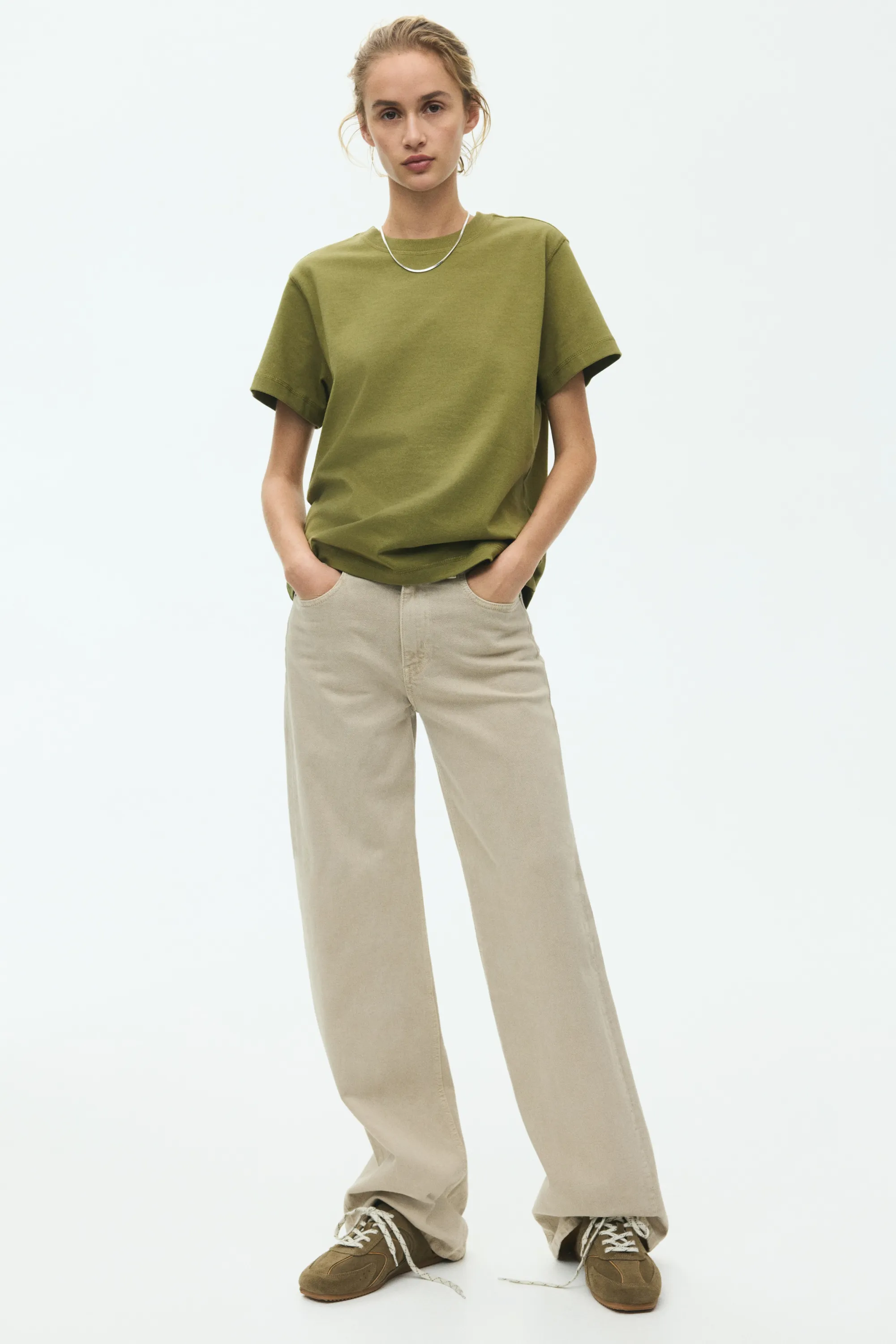 T-shirt oversize en coton - Vert olive