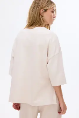T-shirt en interlock - Beige clair — photo 2