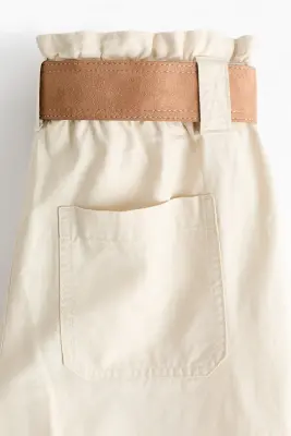 Short paper bag en lin mélangé - Beige clair — photo 3