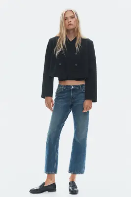 Bootcut Regular Waist Cropped Jeans - Bleu denim foncé — photo 2