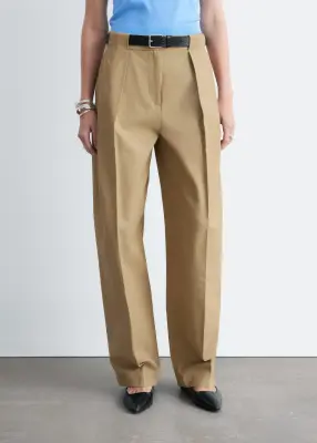 Pleated Barrel-Leg Trousers - Beige — photo 2