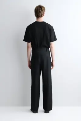 PANTALON CHINO LARGE DÉCONTRACTÉ EN COTON - NOIR — photo 4