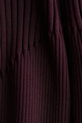Top en maille côtelée avec encolure en V - Violet foncé — photo 4