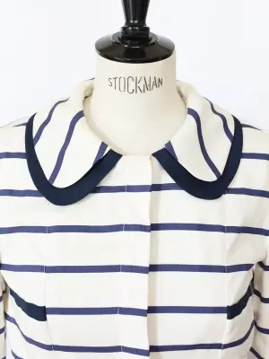 Robe marinière manches longues en soie rayée bleu marine et blanche Prix boutique 2000€ Taille 40 — photo 5