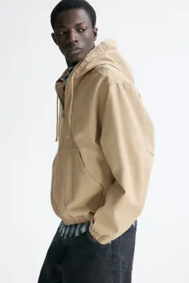 Veste workwear à capuche - Beige — photo 4