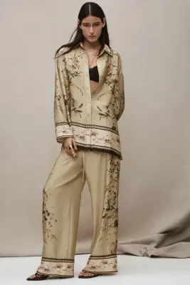 Pantalon à motif avec cordon de serrage - Vert ancien clair/motif — photo 2