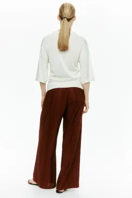 MAMA Pantalon en jersey façon dentelle - Brun rouille — photo 2