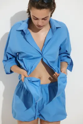Chemise de plage oversize - Bleu — photo 2