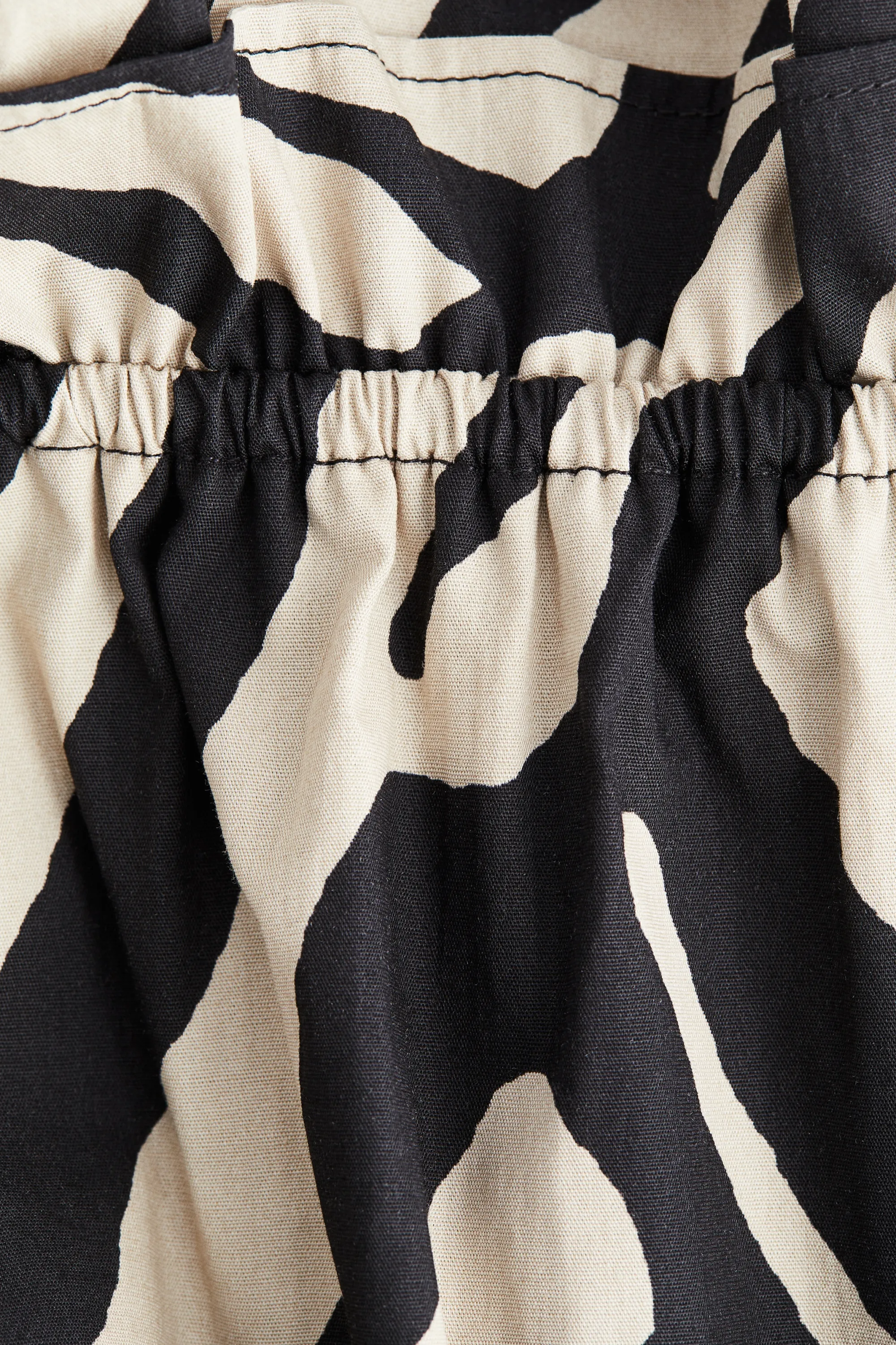 Robe épaules nues en popeline - Noir/motif zébré
