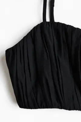 Crop top froncé - Noir — photo 3