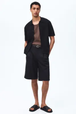 Chemise Regular Fit en maille - Noir — photo 2
