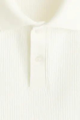 Polo Slim Fit en maille gaufrée - Crème — photo 3