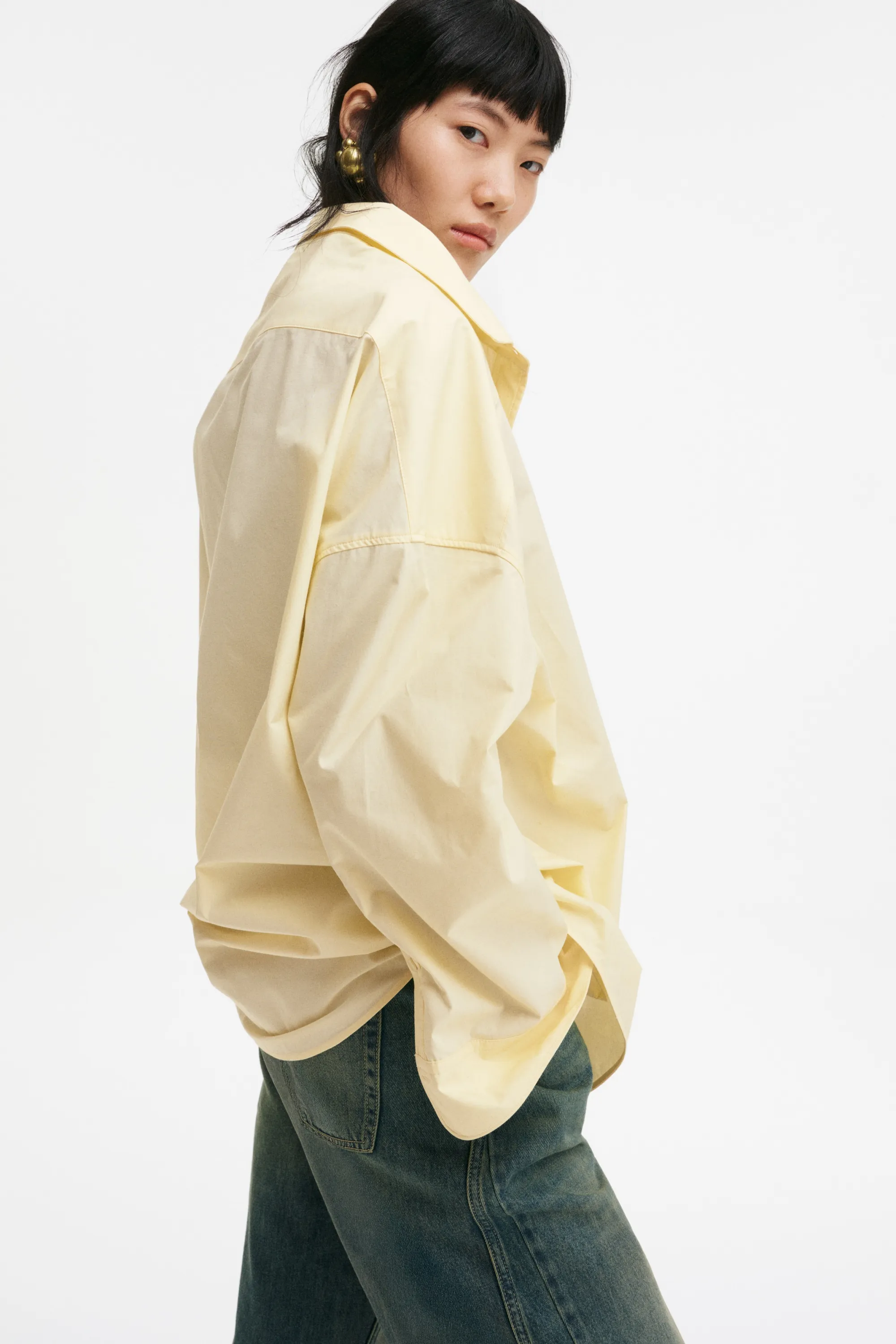Chemise en popeline de coton - Jaune clair