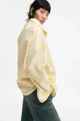 Chemise en popeline de coton - Jaune clair — photo 1