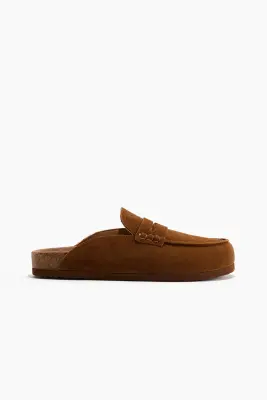 Mules mocassins en cuir - Marron — photo 4