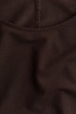 T-shirt ajusté en viscose - Marron foncé — photo 3