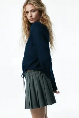 Pull avec cordon de serrage - Bleu foncé — photo 3