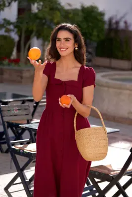 Estelle Button Down Linen Dress - Plum — photo 2