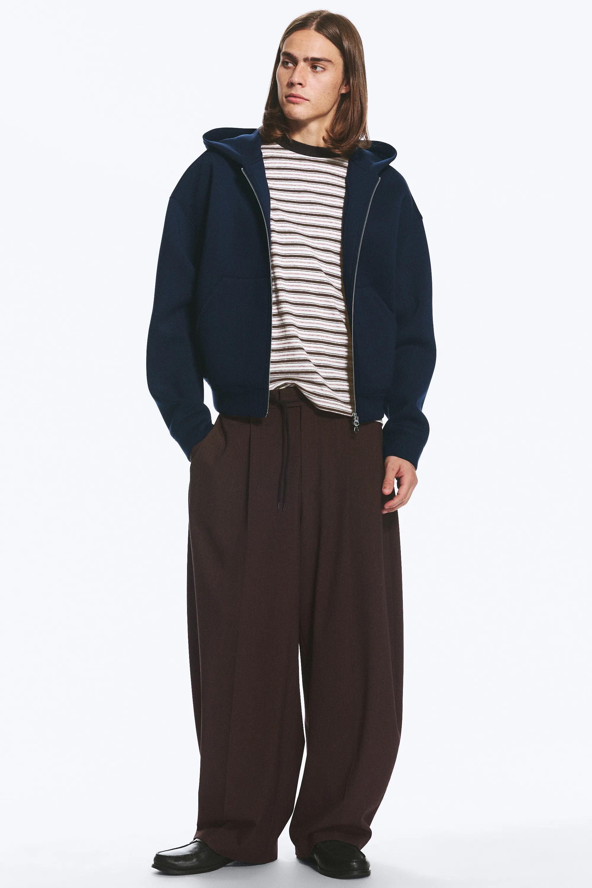 Sweat à capuche zippé en scuba Simon - Bleu foncé