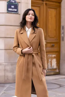 Giselle Wrap Coat - Beige — photo 3