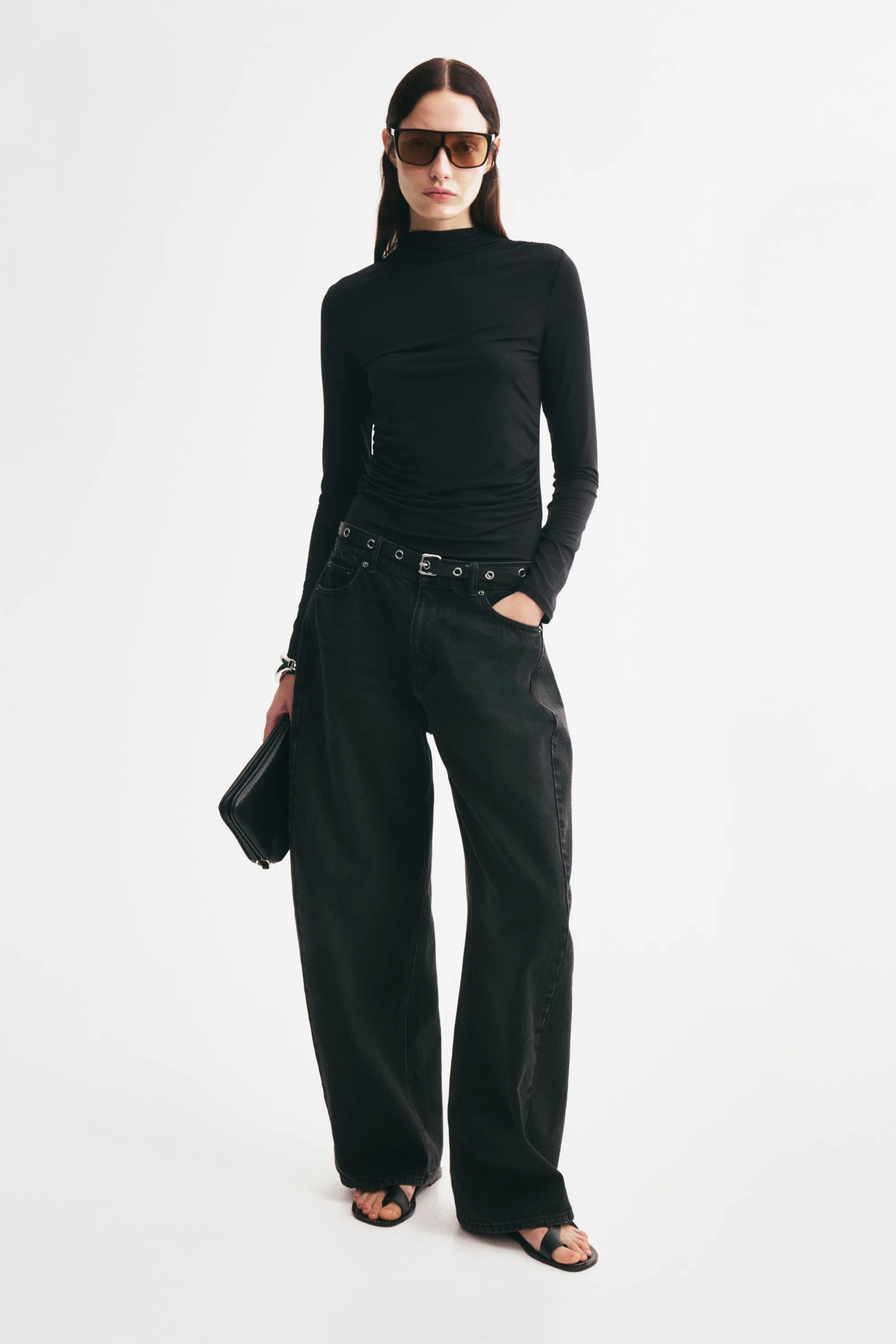 Top en modal à effet drapé - Noir