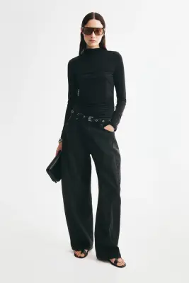 Top en modal à effet drapé - Noir — photo 1