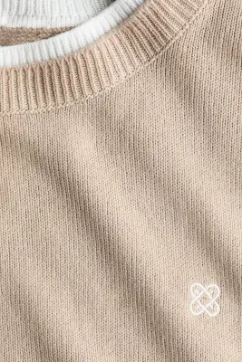 Pull à effet superposé - Beige — photo 4