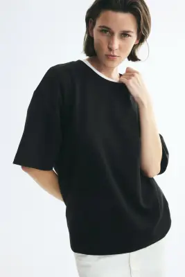T-shirt en interlock - Noir — photo 2