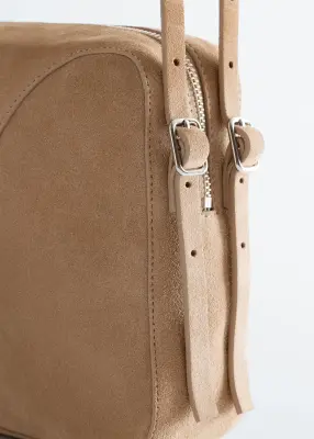 Sac porté épaule en cuir - Beige — photo 3