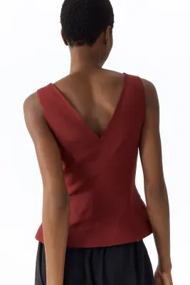 Gilet sans manches en lin mélangé - Rouge foncé — photo 1