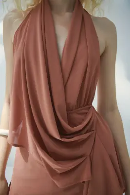 Top dos nu avec panneau drapé - Rose ancien — photo 1