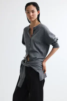 Gilet en maille fine - Gris chiné — photo 3