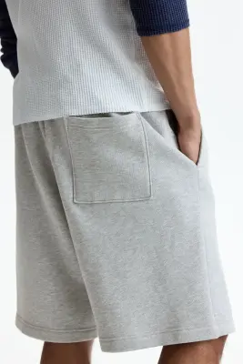 Short Relaxed Fit en coton - Gris clair chiné — photo 2
