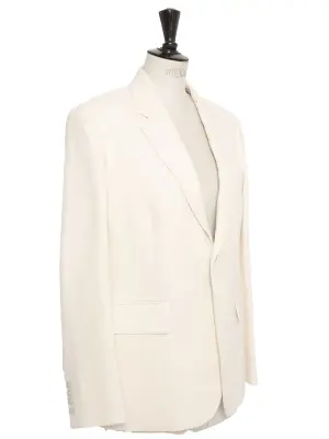 Veste blazer classique un bouton en lin et coton blanc ivoire Px boutique 1600€ Taille 34 à 38 — photo 3