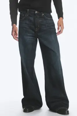 Jean large ample taille standard unisexe Solar - Deep Sea Blue – Bleu foncé — photo 1