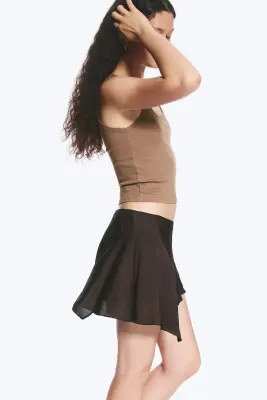 Mini-jupe asymétrique - Marron foncé — photo 3