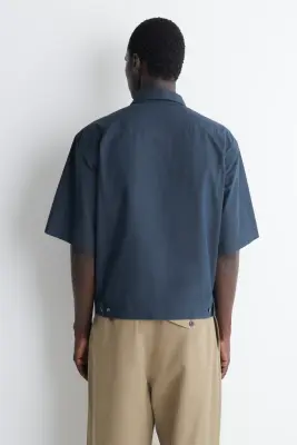 CHEMISE WORKWEAR BOXY EN POPELINE DE COTON - BLEU FONCÉ — photo 4