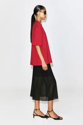 T-SHIRT OVERSIZE - ROUGE — photo 5