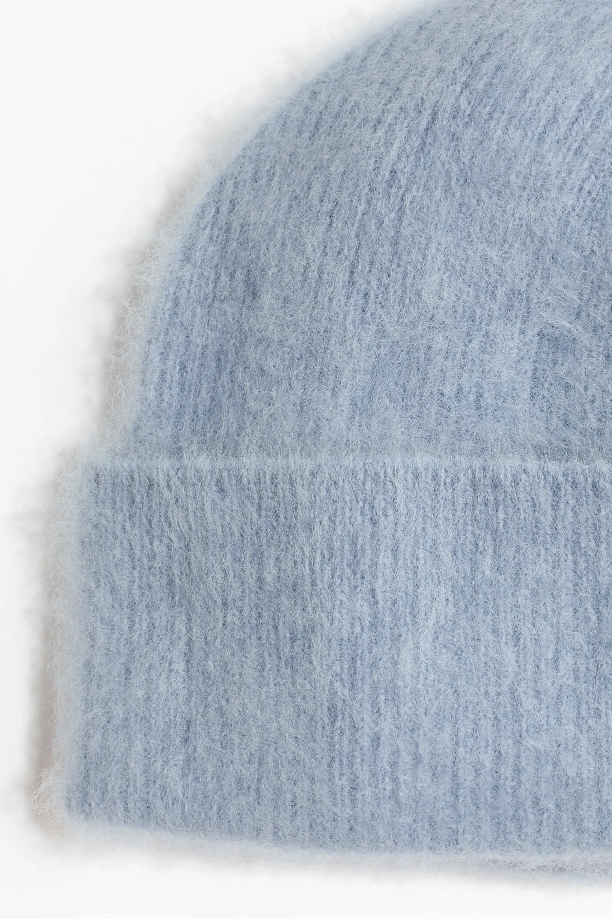 Bonnet en maille de laine côtelée - Bleu ancien clair
