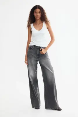 Straight Regular Waist Jeans - Gris denim — photo 1