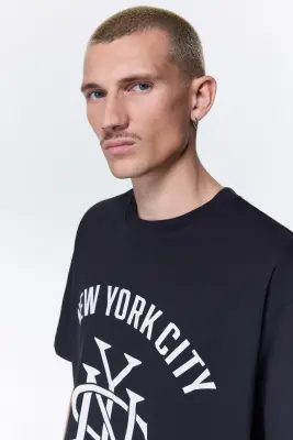 T-shirt imprimé Loose Fit - Bleu foncé/New York City — photo 2
