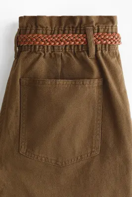 Short en twill avec ceinture - Vert kaki — photo 3