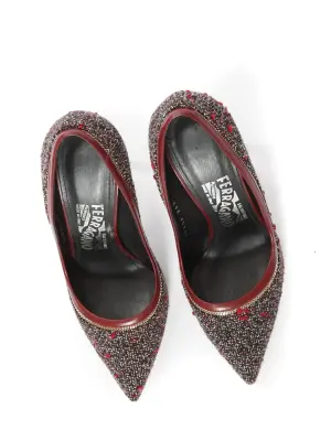 Escarpins stiletto bout pointu en tweed bordeaux et bleue Prix boutique 695€ Taille 36 — photo 2