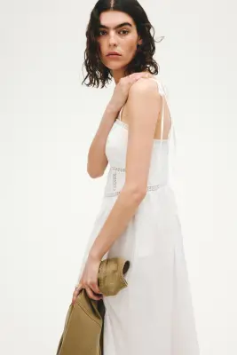 Robe en coton avec bretelles à nouer - Blanc — photo 2