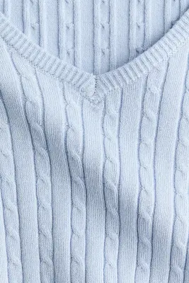 Pull en maille torsadée de viscose mélangée - Bleu clair — photo 3