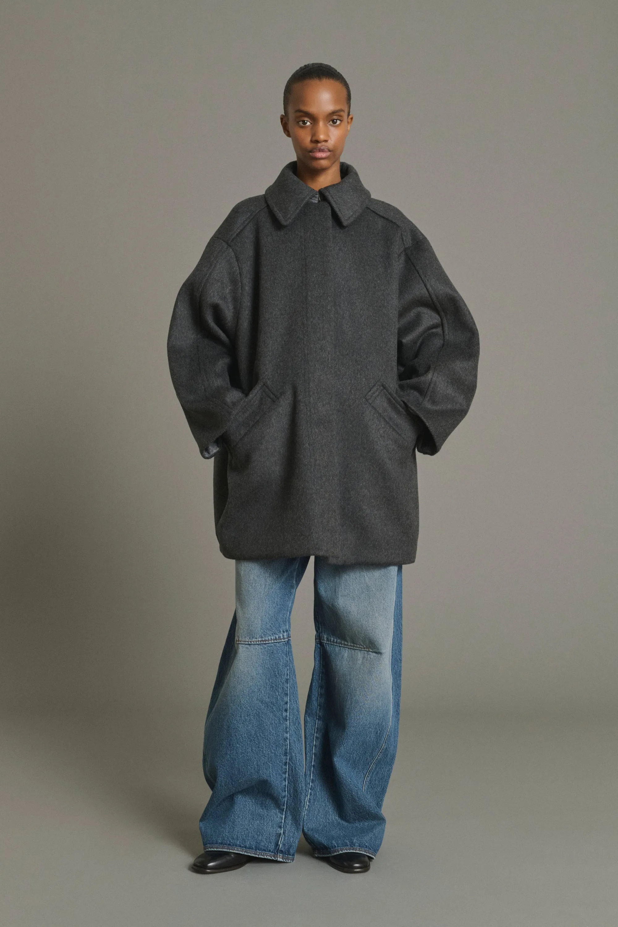 MANTEAU KASPER ANTHRACITE CHINÉ