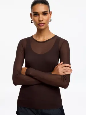 Slim Silk Top - Marron — photo 3