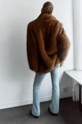 Veste en fausse fourrure coupe décontractée - Brun Rouille — photo 2