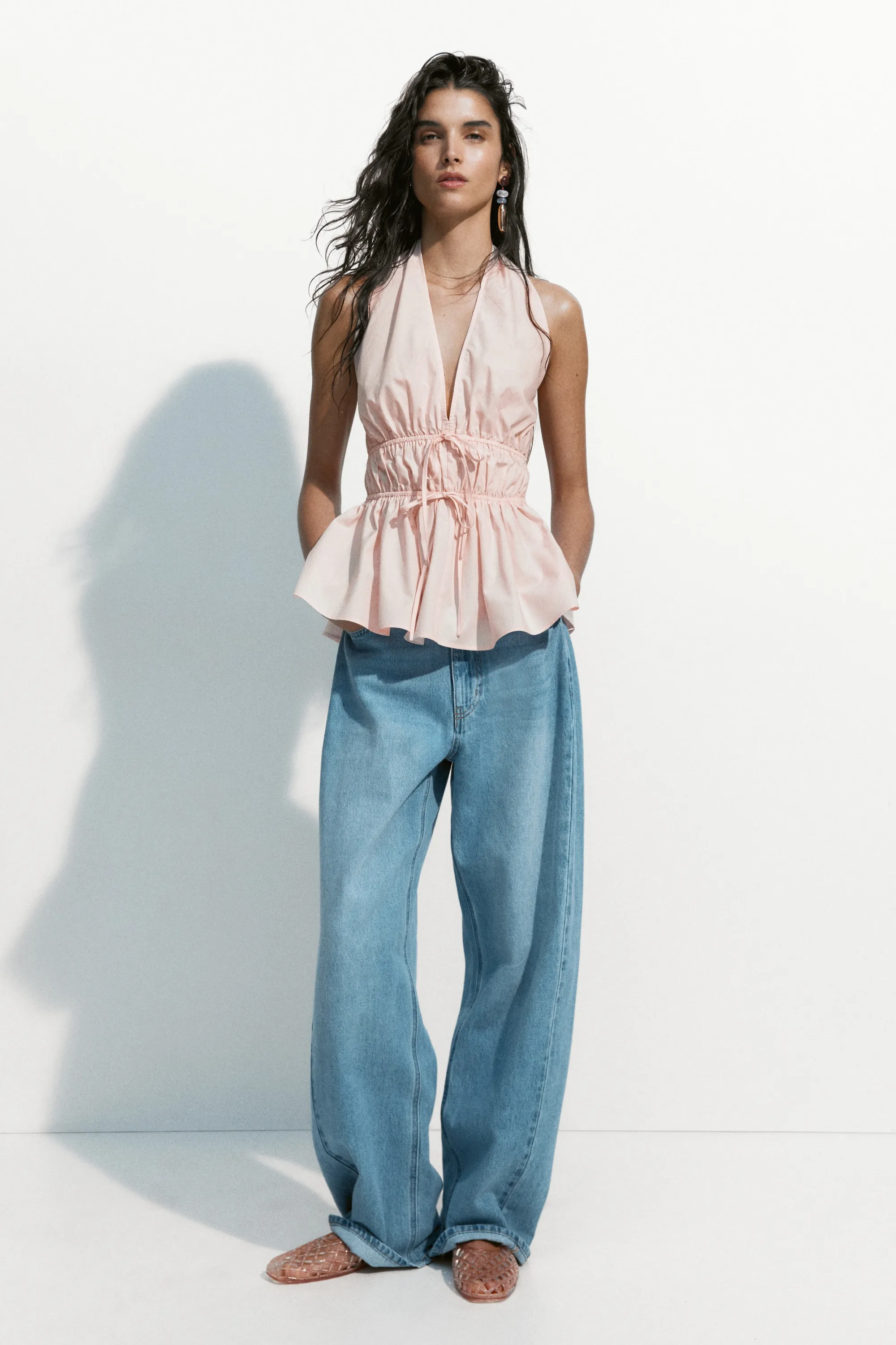 Top péplum avec dos nu - Rose clair