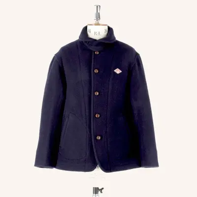 Manteau à col rond en laine - Navy — photo 1